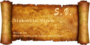 Siskovits Vince névjegykártya